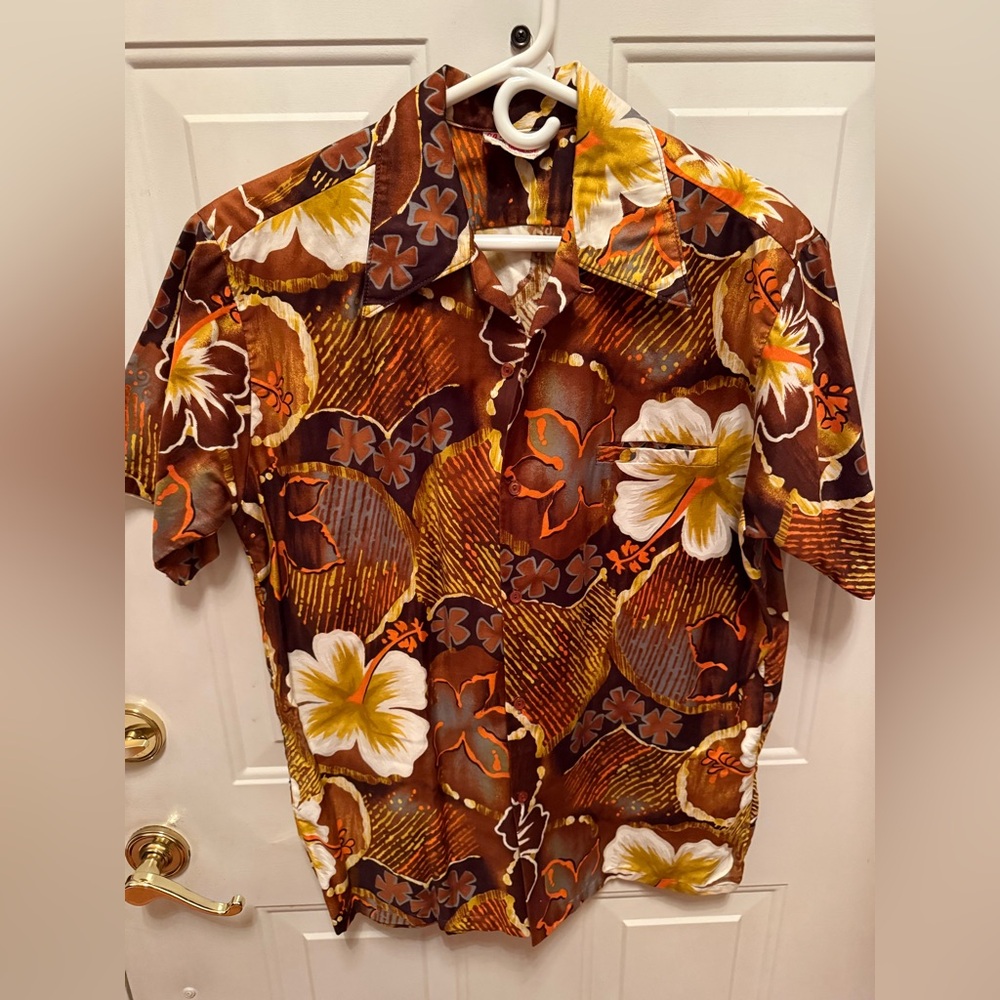 Vtg Go Barefoot In Paradise 70s Tiki Flower Hawaiian Shirt - Men Medium RARE!!